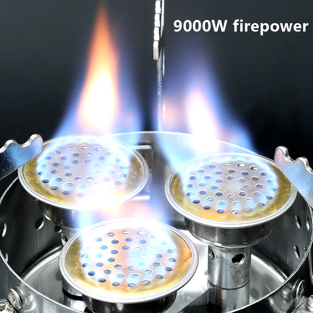 

Mini Camping Stove Foldable Portable 9000W Windproof Picnic Backpacking Burner Outdoor Cooker Three Burners Camping Stove