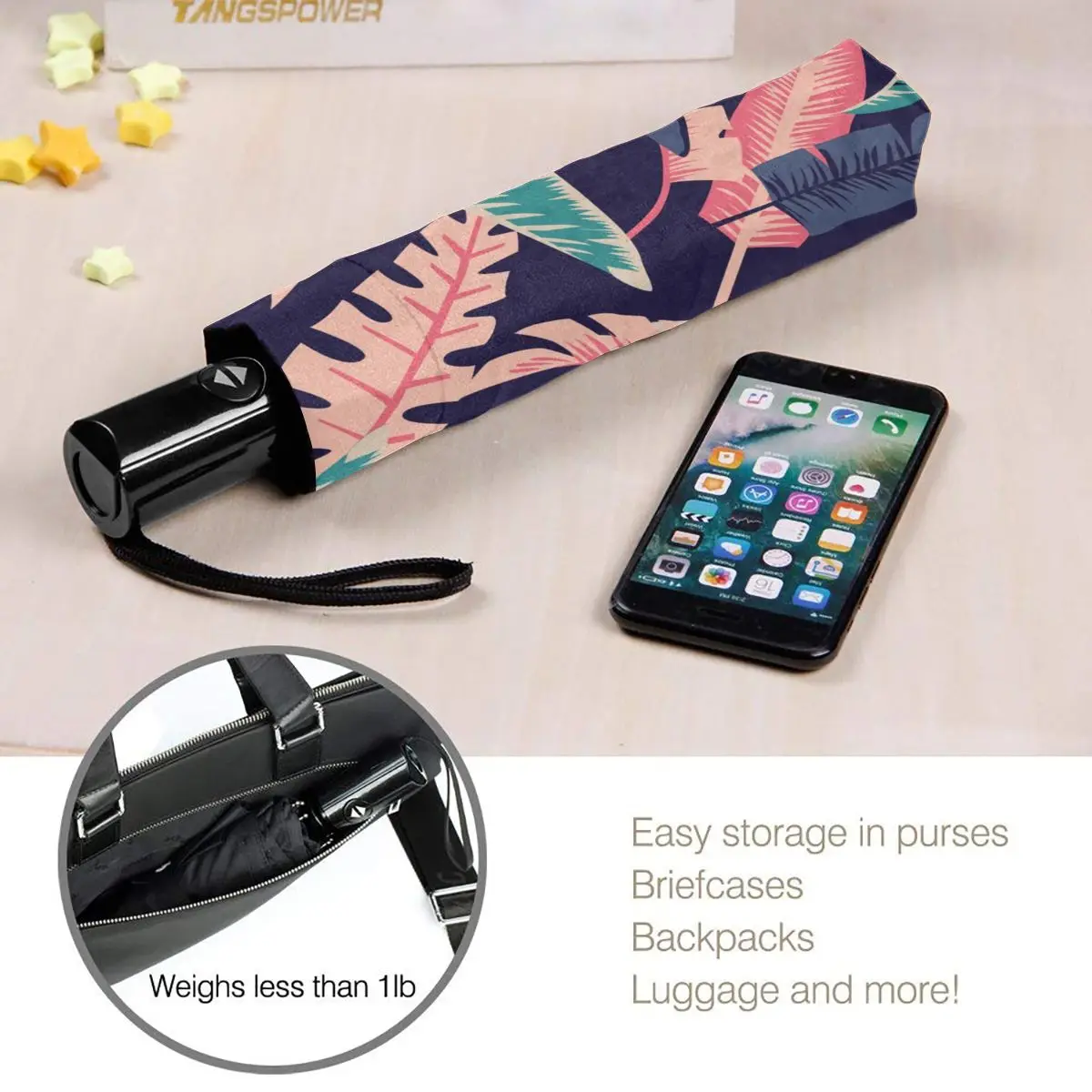 

Automatic Umbrella Rain Women Three-folding Umbrella Cartoon Banana Leaves Windproof Umbrella Female Waterproof parasol