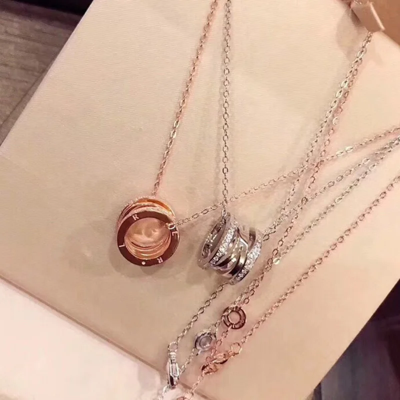 

925 1:1 BVL Hollow Sparkling Rose Gold Pendant Necklace High Quality Luxury Jewelry Classic Fashion Brand Couple Woman