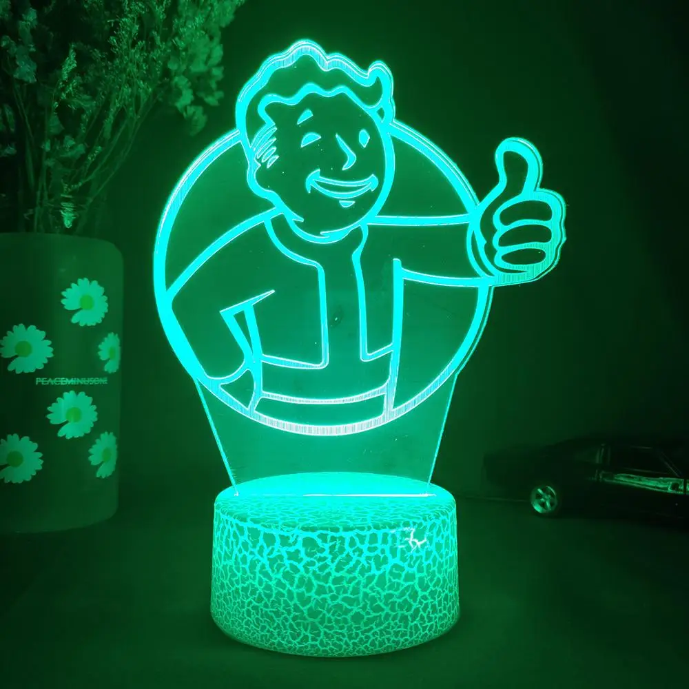 Светодиодный светильник для компьютерного стола с логотипом Fallout 3D ночной