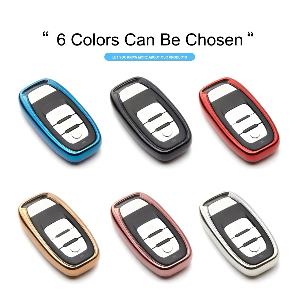 NEW Key Case For Audi A4 A4L B7 B8 A6 A5 A7 A8 Q5 S4 S5 S6 Q7 S7 S8 A6L A8L 2016 Keychain Cover 6 Color TPU fob Shell Holder | Автомобили