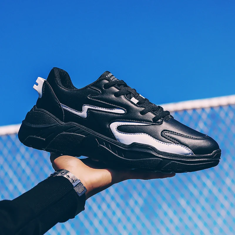 Кроссовки мужские из ПУ кожи повседневная обувь для тренировок дизайнерские