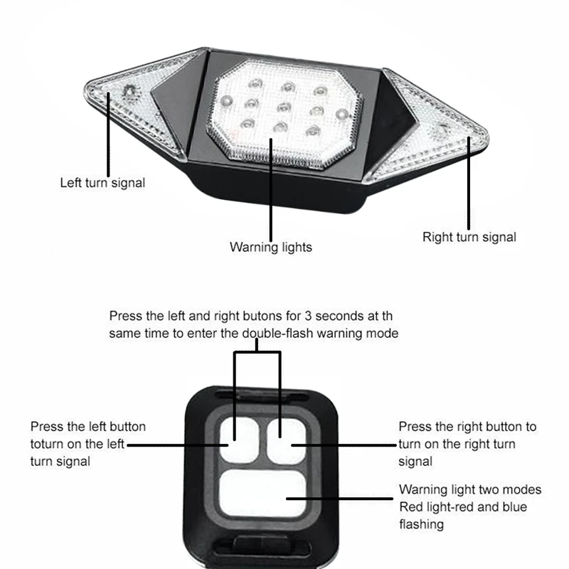

Bicycle Rear Light Waterproof USB Charge Cycling Turn Signal Remote Control Tail Taillight Bike Accessories LED Light