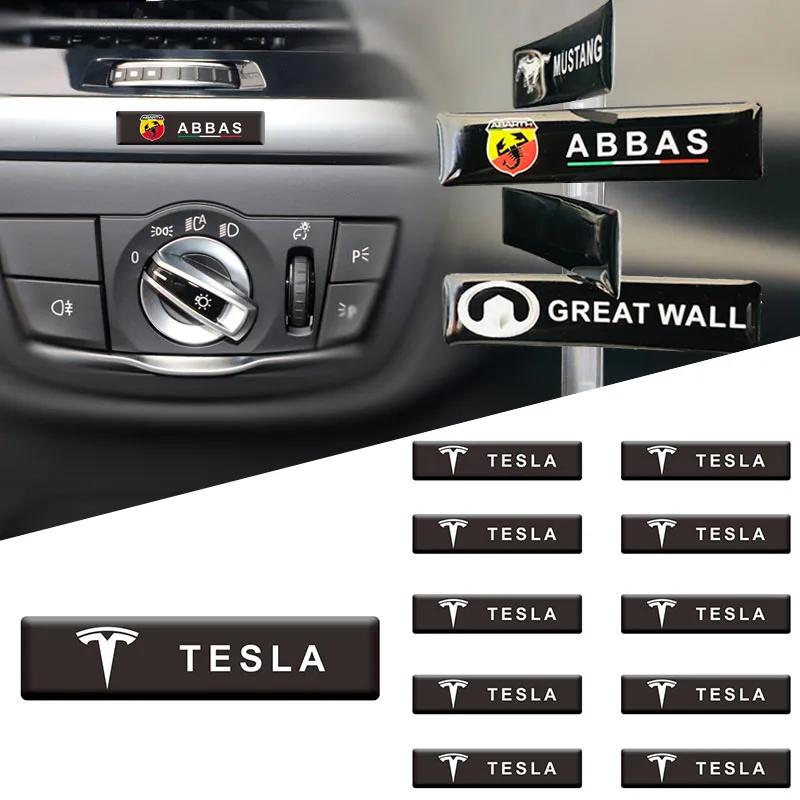 

10pcs of brand new car shape rectangle logo sticker interior For Tesla model s x 3 2021 coil bonina k80 car accessories
