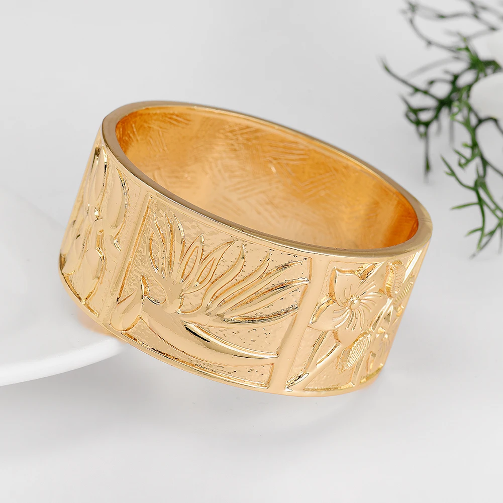 

Cring Coco Wide Bangle Hawaiian Hibiscus Polynesian Samoa Pohnpei Chuuk Jewelry New Designer Gold Bracelets Bracelet for Women
