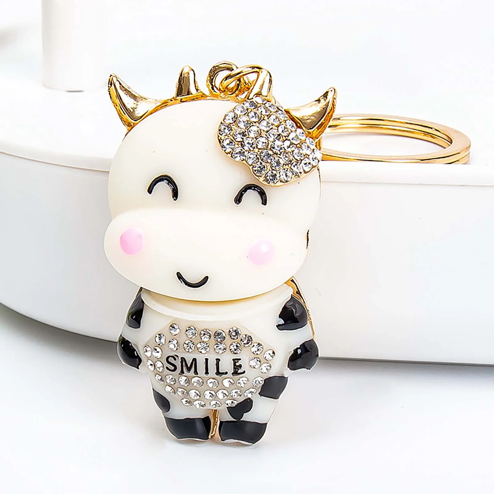 1 шт. новинка 2021 брелок со стразами модный с рисунком крупного рогатого скота