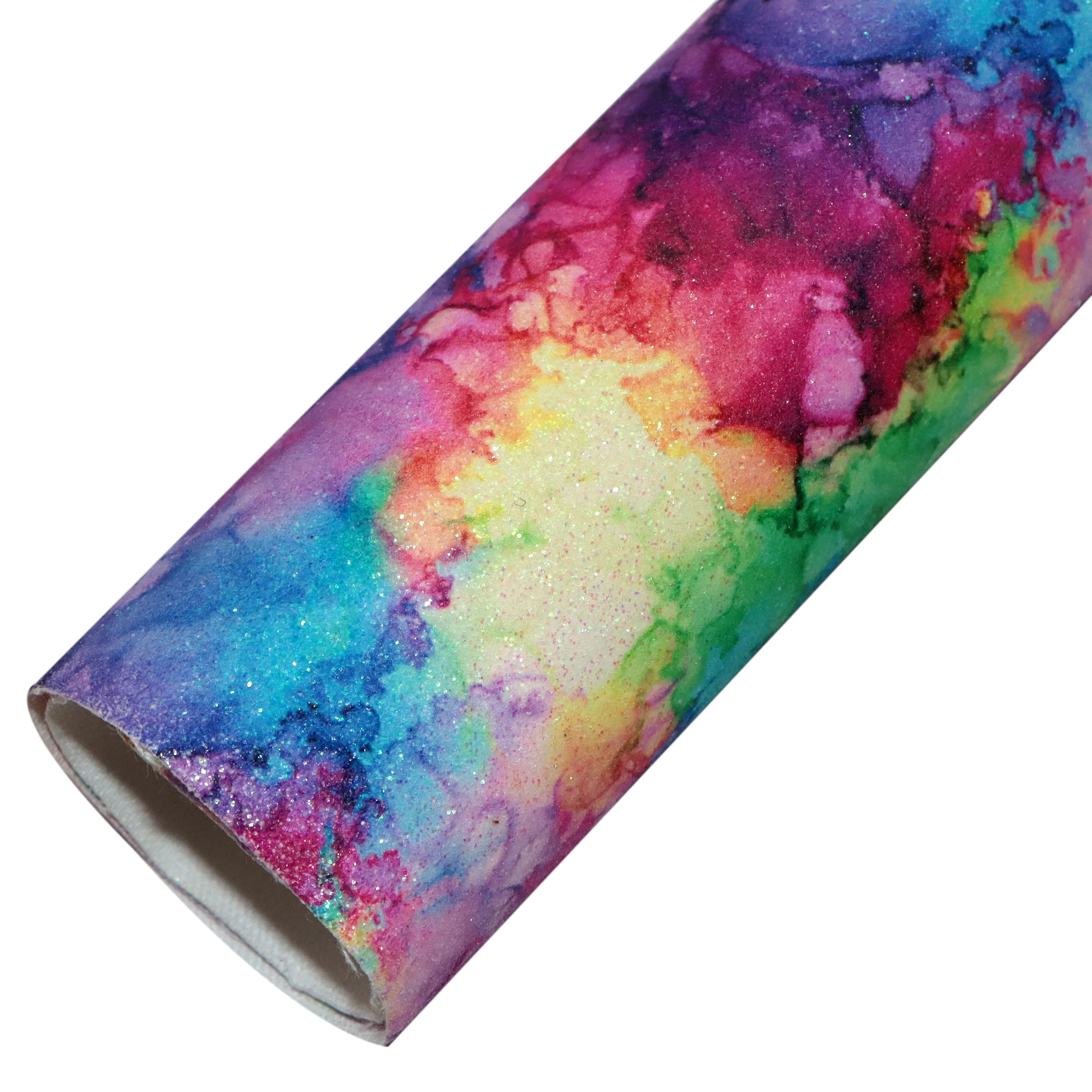 Радужная блестящая искусственная кожа ПУ ткань синтетика Сделай Сам