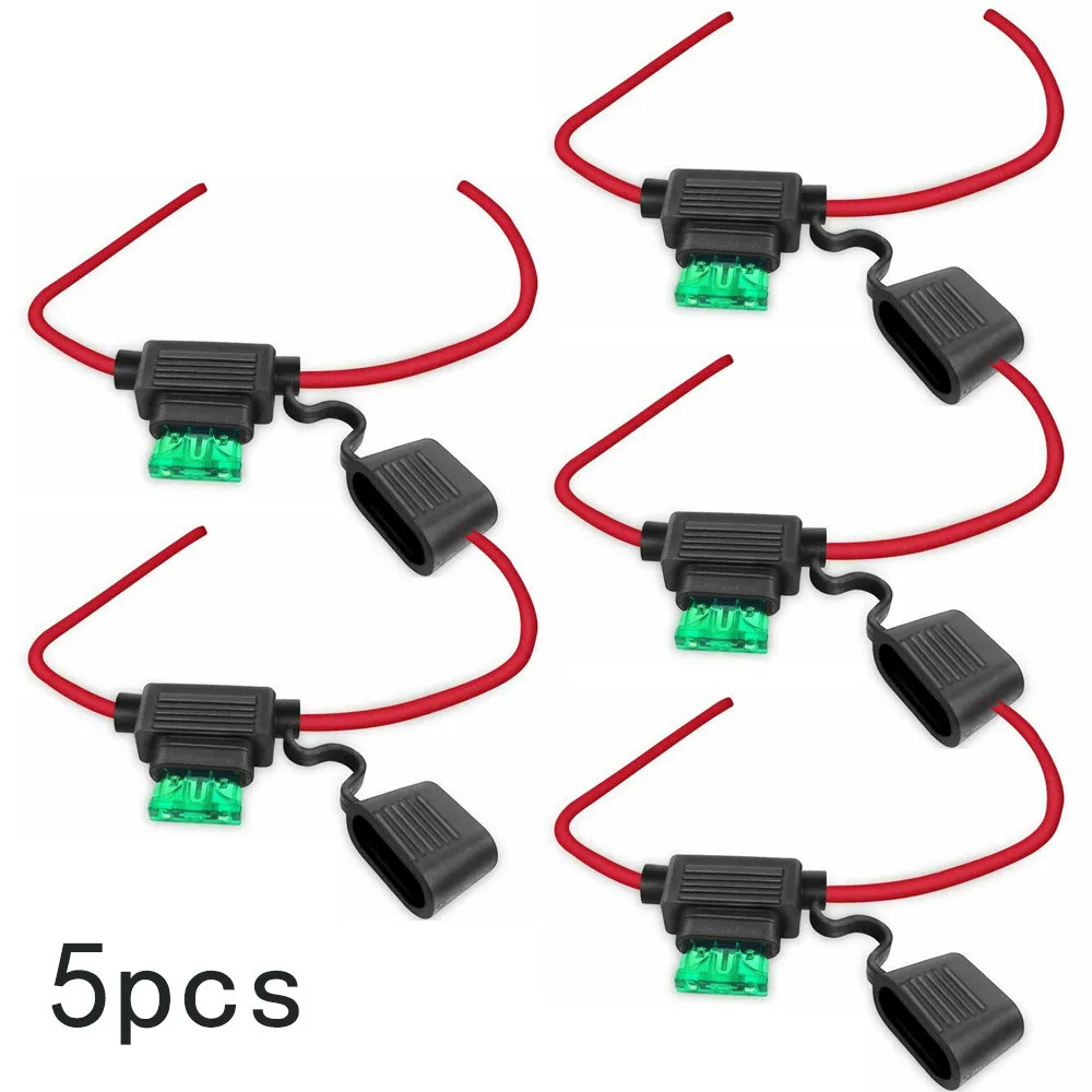 

Inline Fuse Holder Proof Splash Standard 14AWG 30A 5 Set Blade Fuse Fuses