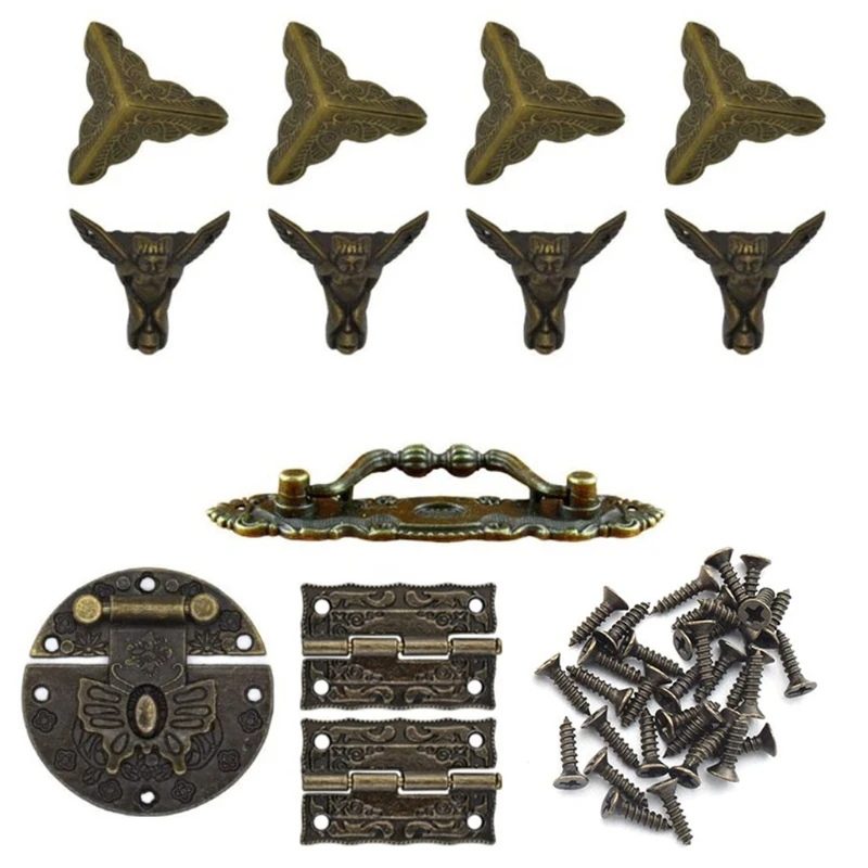 

Шкатулка для украшений античный Замок Защелка Hasp петли ручка Угловые протекторы для коробки набор для самостоятельного изготовления ювели...