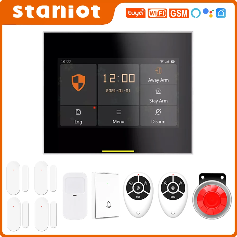 Staniot Home Alarm System Burglar Security WiFi GSM Tuya Smart Full Touch Support Alexa And Google For IOS And Android Phone