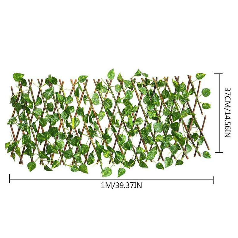 

40cm*15cm Artificial Plants Decor Garden Yard Telescopic Fence Artificial Ivy Leaf Fence Fake Leaf Shopping Mall Decor