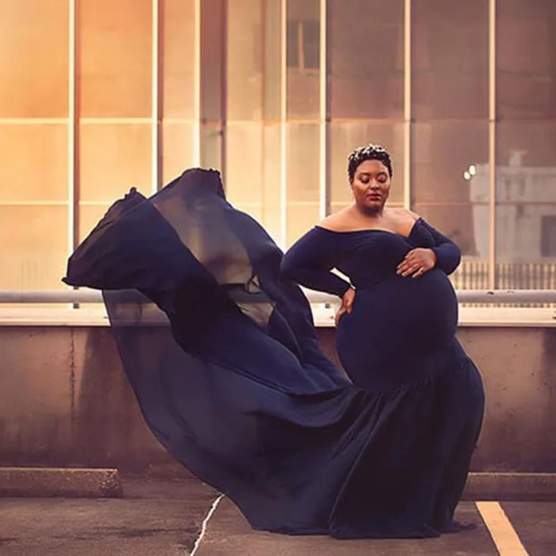 Платья для беременных с длинным рукавом сексуальное платье V-образным вырезом