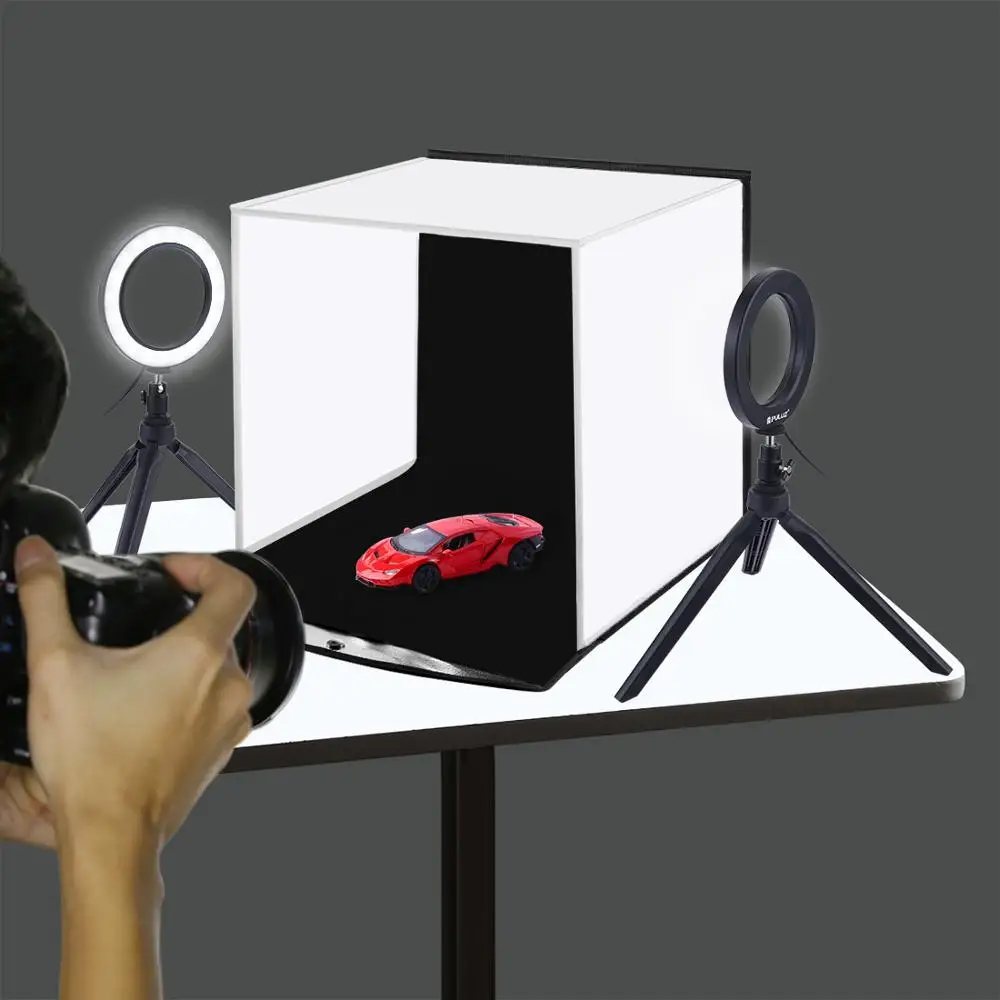 

PULUZ 30CM Folding Lightbox Tabletop Shooting Softbox Mini Photo Studio with Ring Light Soft Box for Product Photography