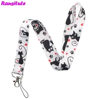 ransitute r500 cute cat lanyard neck strap for keys id card mobile phone straps badge holder diy hang rope neckband accessories