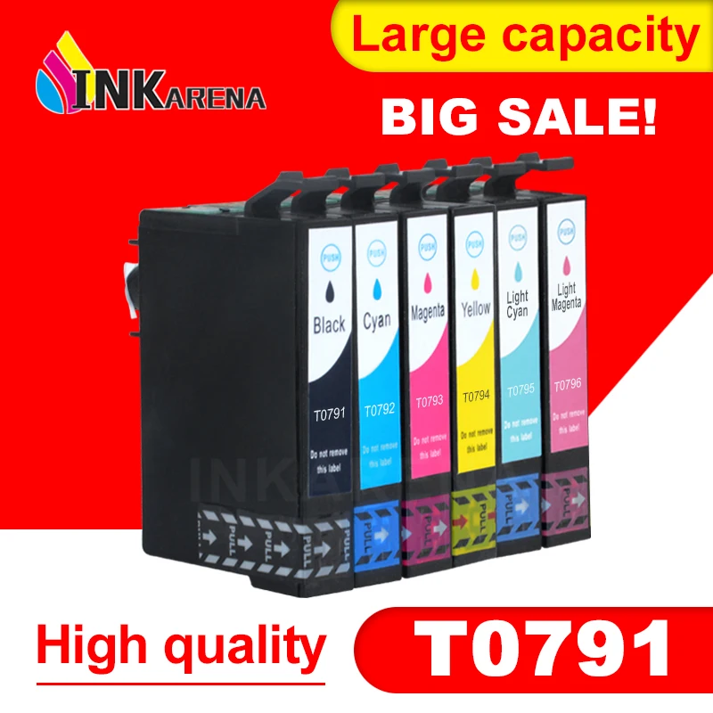 INKARENA 6 цветов T0791 полный картридж для Epson совместимые картриджи стилус фото 1400 1500