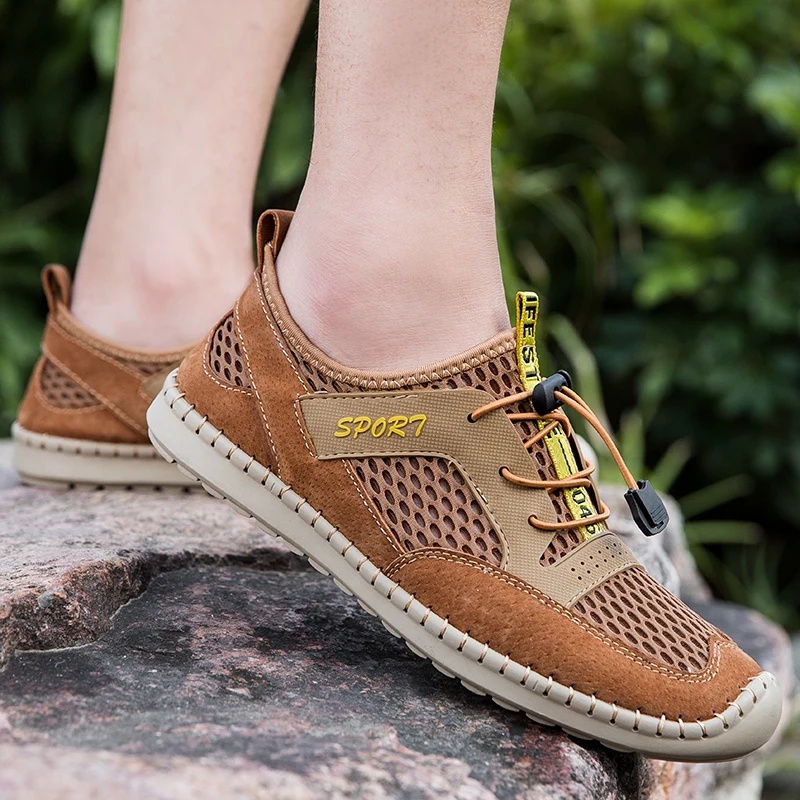 

pigskin Mesh Climbing Shoes Men Water Mountain Treking Shoes Man Non-slip Breathable Camping Outdoor Sports Shoes for Men Male