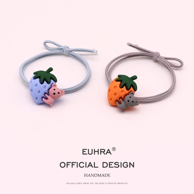 EUHRA 5 цветов маленькие мишки клубника эластичные резинки для волос женщин и