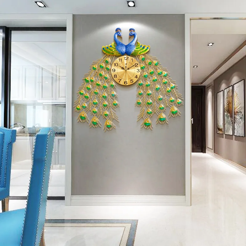 

Oversized Peacock Watch Wall Clock Living Room Home Fashion Modern Simple Creative Wall Clock