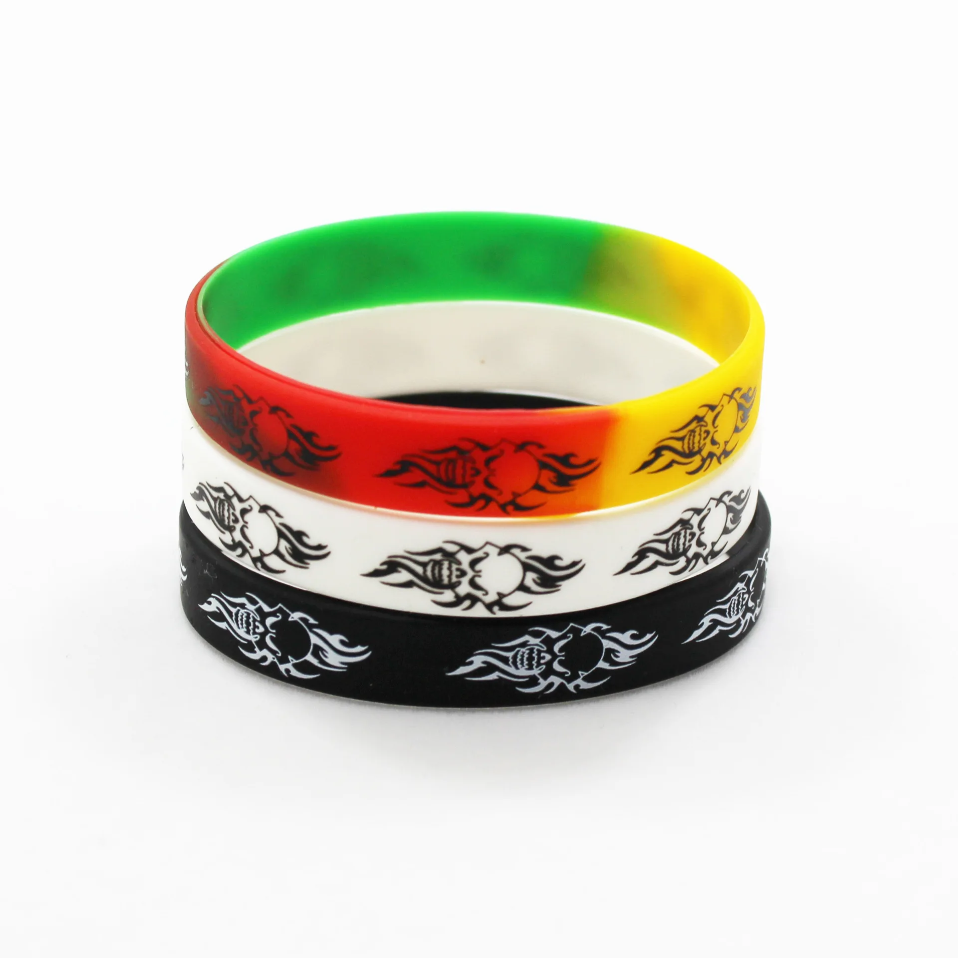 1 шт. браслет на запястье с принтом ямайского черепа хип-хоп силиконовый