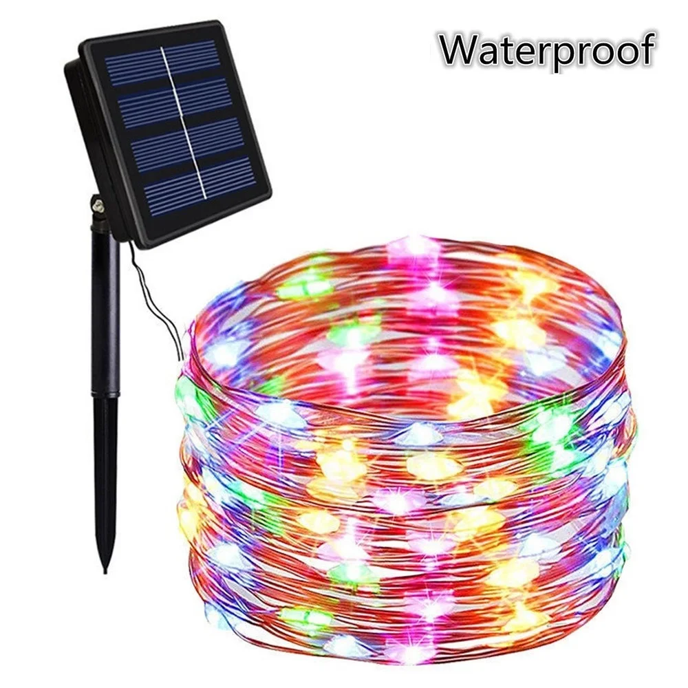 Светодиодная уличная гирлянда на солнечной батарее водонепроницаемая