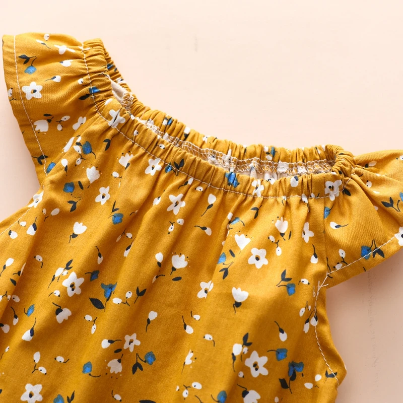 

Summer Newborn Girls Rompers Set Sleeveless Floral Print Romper Headband Two-Pieces Infant Girl Round Collar Pullover Jumpsuit