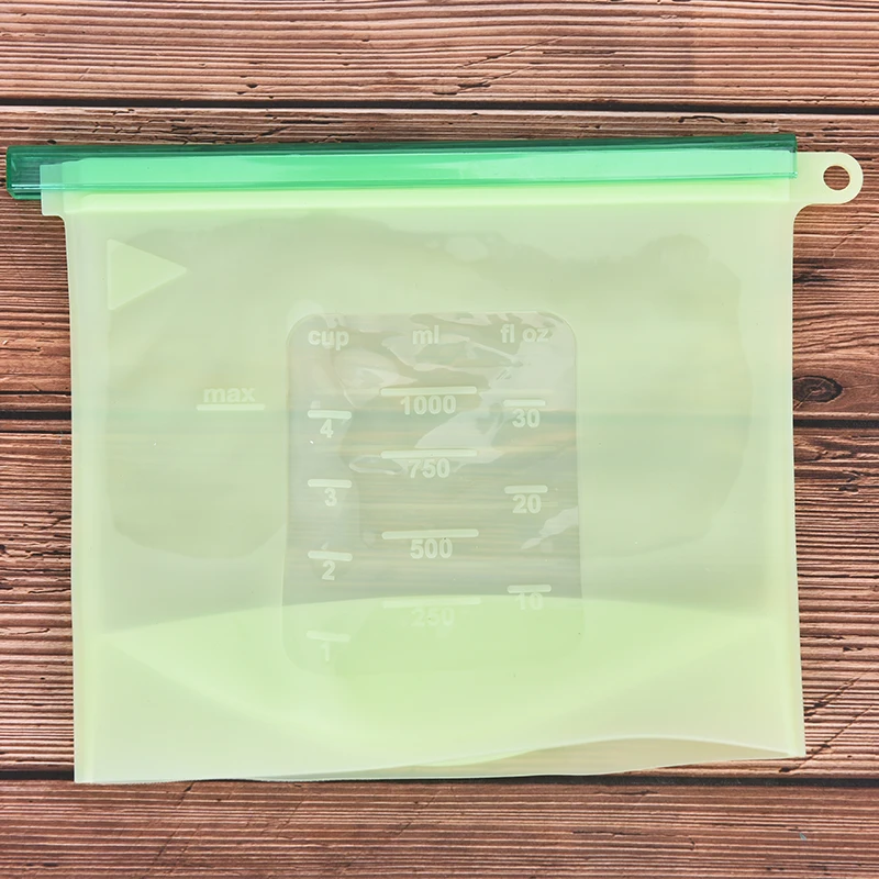 1 шт. многоразовый силиконовый Пакет для хранения еды 1000 мл|Целлофановые и