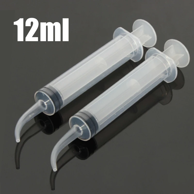 

2 Pcs 12ml Disposable Dental Irrigation Syringe with Curved Tip Dental Syringes Tooth Whitening Oral Hygiene Care Tools