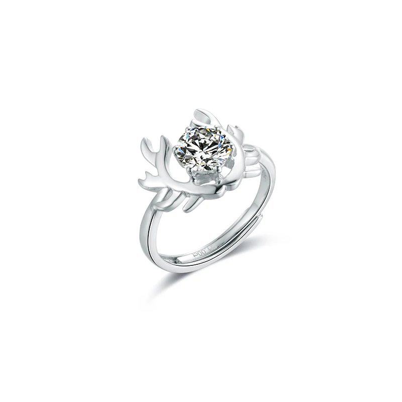 

Zhanhao Fashion 2021 Sterling Silver 925 Moissanite Cute Antler Shape Earrings Necklace Ring Jewelry Sets