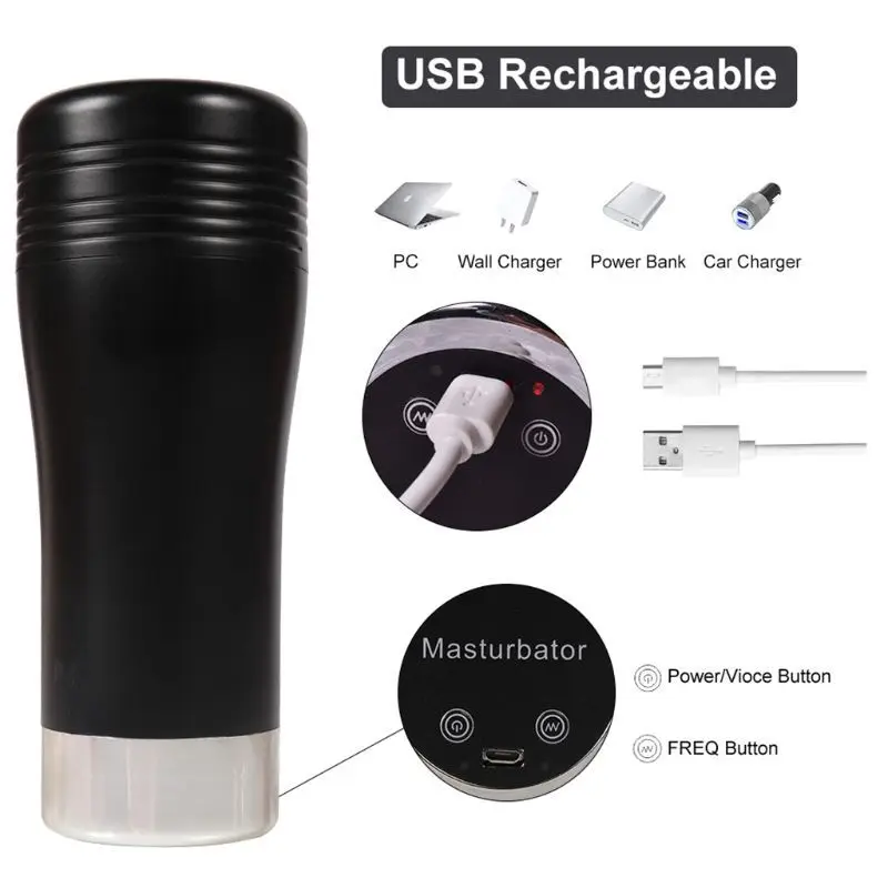 Мужской мастурбатор Кубок с 10 скоростей интеллигентая (ый) голос USB