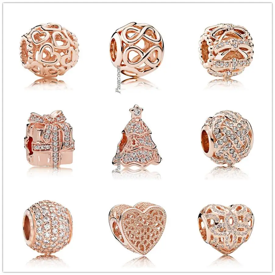

Authentic 925 Sterling Silver Openwork Rose Heraldic Heart With Full Crystal Charms Bead Fit Pandora Bracelet & Necklace Jewelry