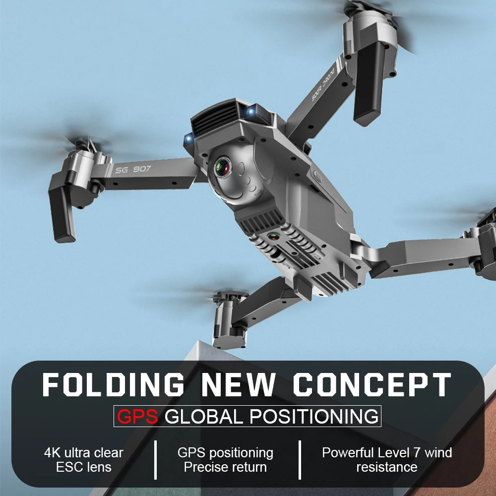 SG907 Дрон с GPS с 4K HD Двойная камера широкий угол 5G wifi FPV RC Квадрокоптер складные дроны Профессиональные с GPS следуем за мной