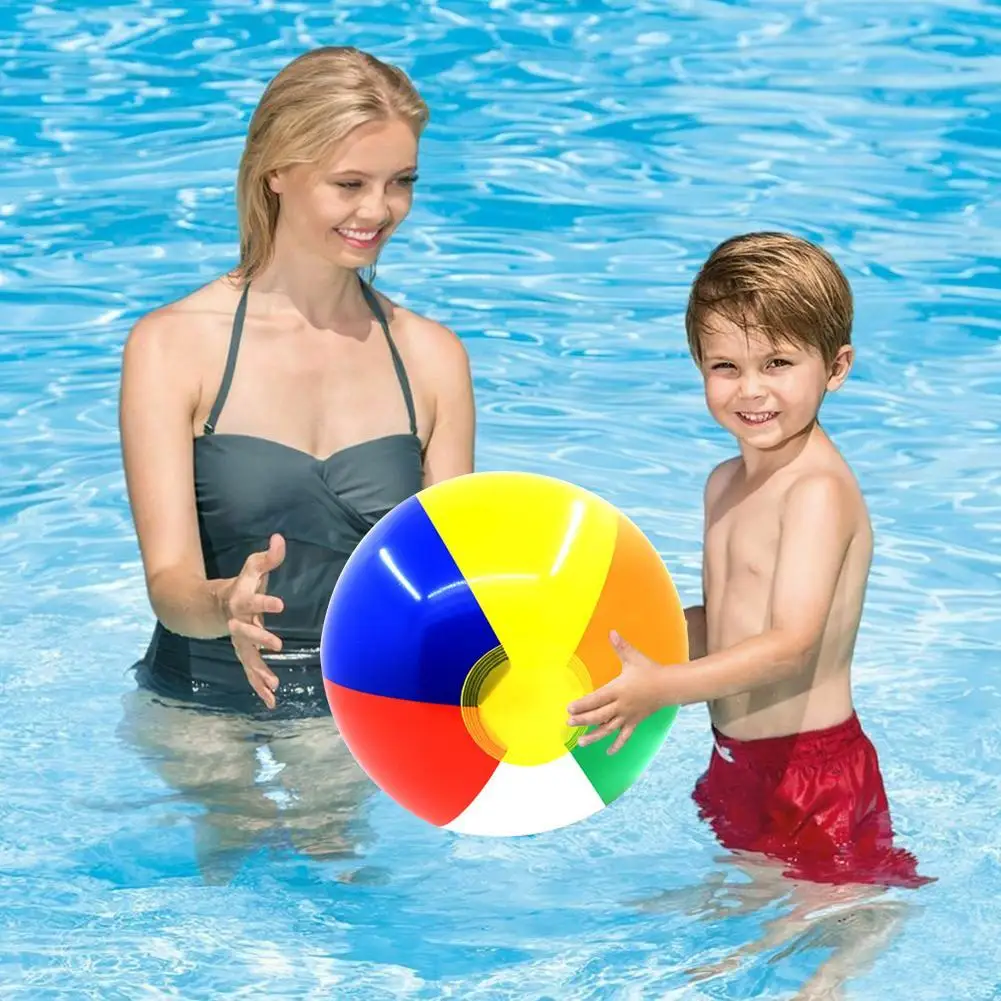 

Inflatable Beach Ball PVC Water Balloons Rainbow-Color Summer Swimming Outdoor Balls Beach Toys I5W9
