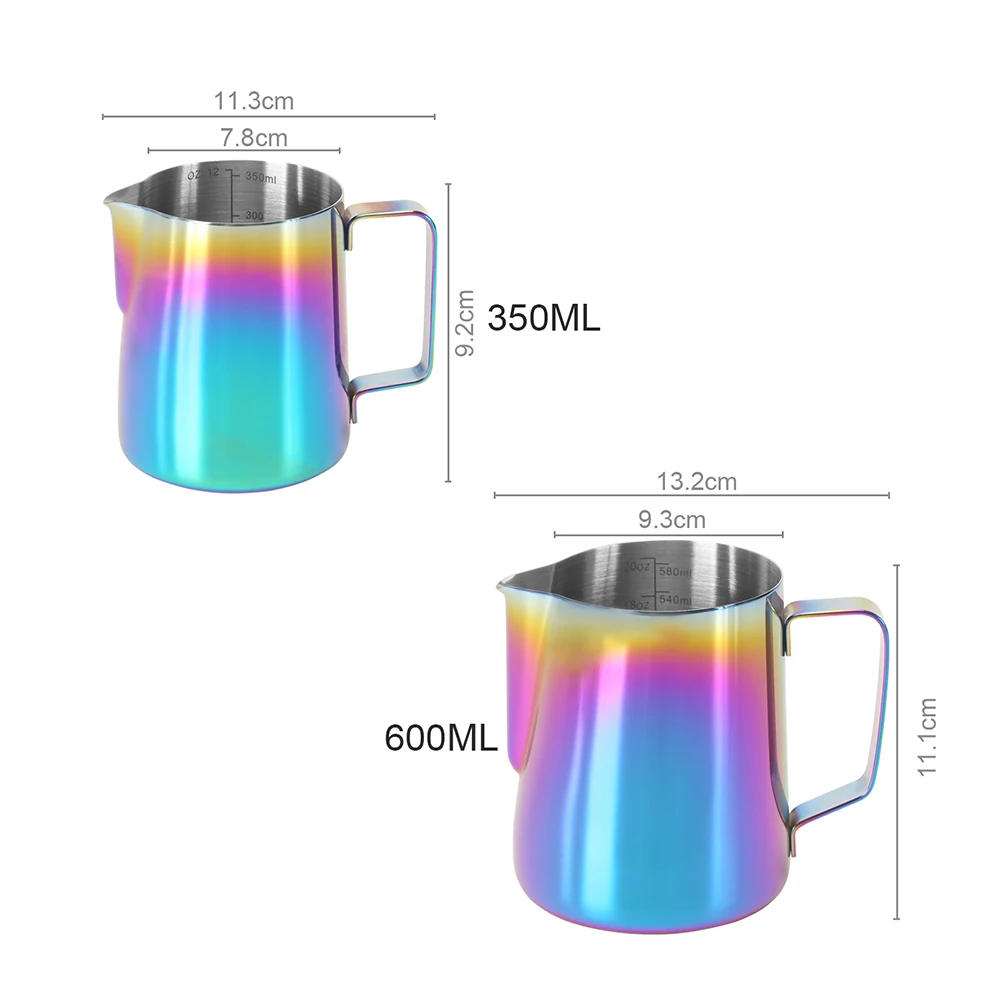 

Milk Frothing Pitcher Stainless Steel Dazzling Colors Coffee Cup 350ml/600ml Pot For Espresso Craft Latte Cappuccino Coffee Tool