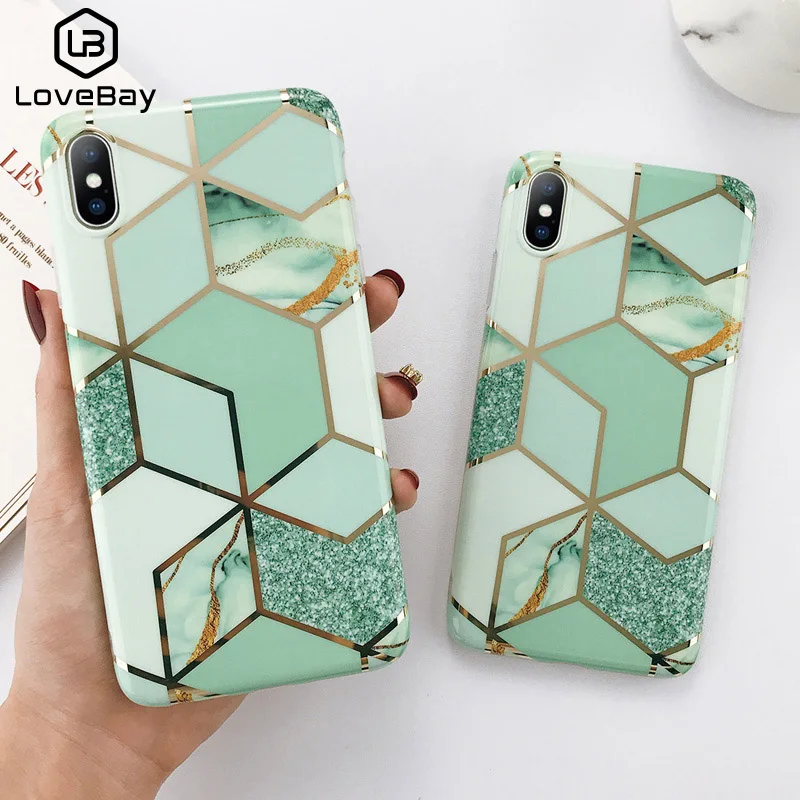 Чехол Lovebay с геометрической мраморной текстурой для телефона iPhone X XS XR Xs Max 6 6s 7 8 Plus