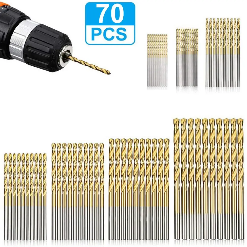 

High Quality 70PCS Drill Bits Set High Speed Steel Titanium Twist Drill Bits Kit Multifunction Plastic Aluminum Alloy Soft Metal