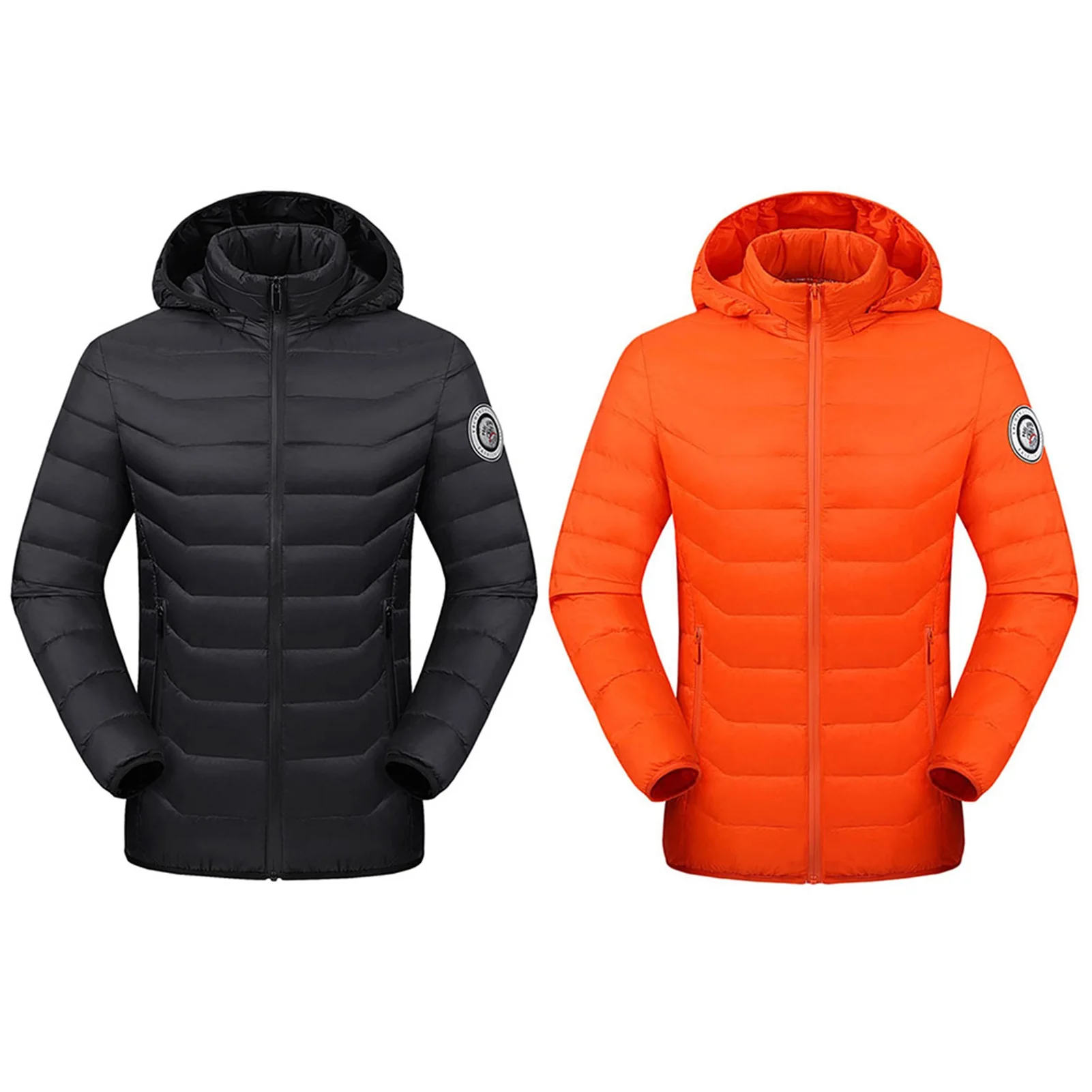 

Men Women USB Electric Heated Down Jacket 3 Areas Smart Heating Coat With Cap For Fishing Skiing Motorcycle Winter Warm Clothing