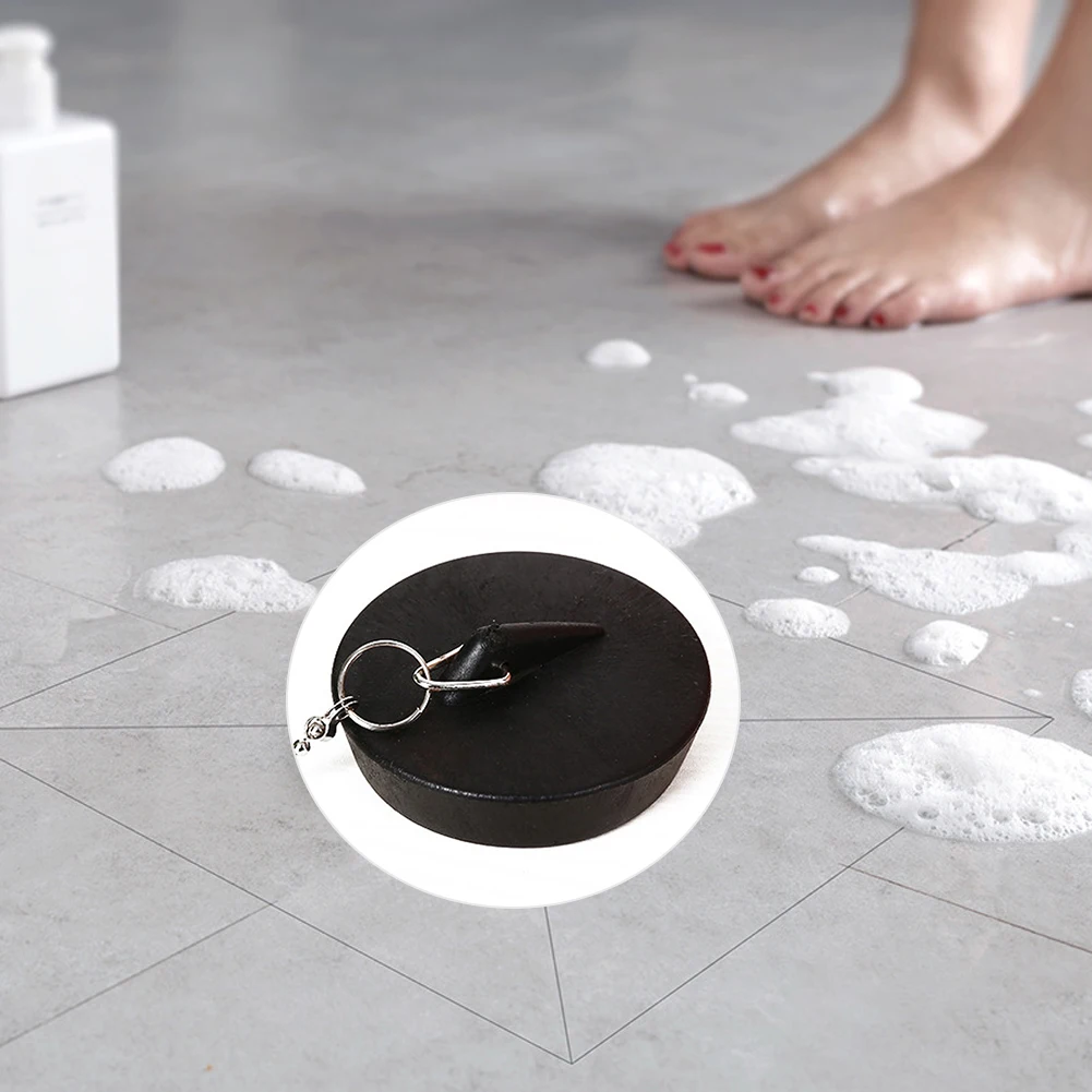 

Anti-leakage Lightweight Durable Bathtub Stopper Bathroom Kitchen Sink Plug Cute Soft Rubber Easy Use With Chain Basin Tool Home