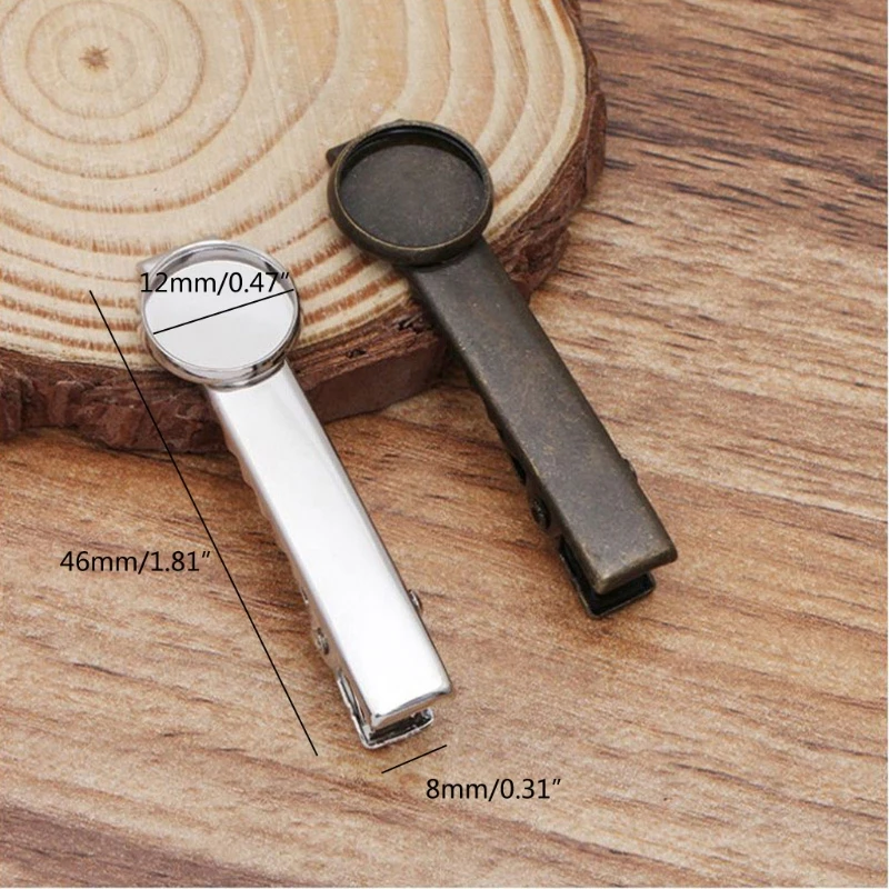 

Fit 12mm Hairpins Blank Settings Hair Snap Clip For DIY Making Accessories 10pcs