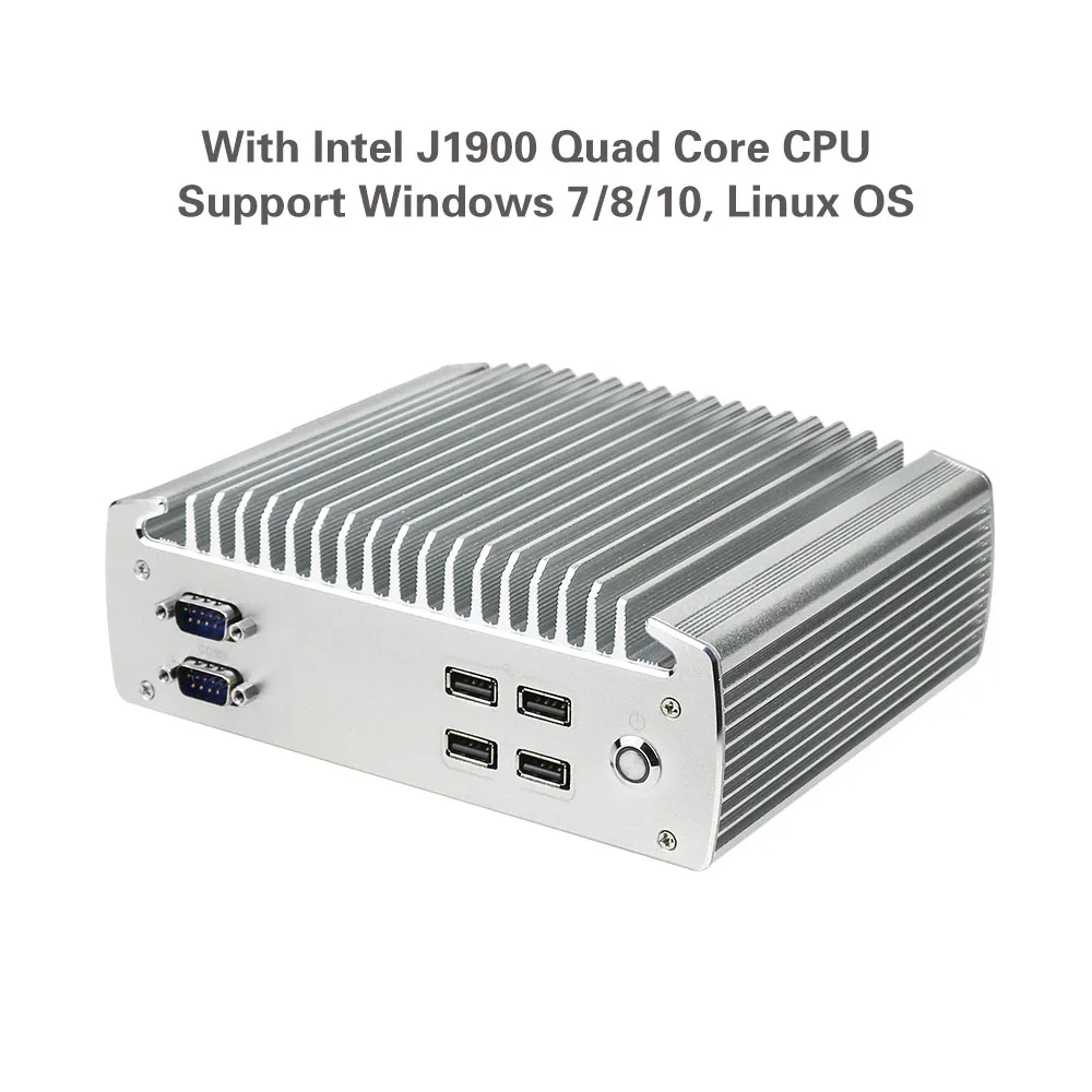 Мини ПК Yanling промышленный без кулера процессор Intel Celeron J1900 Quad Core Dual Lan Linux поддержка