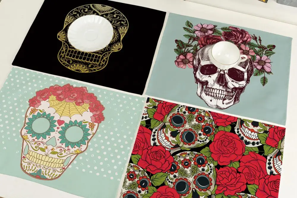 FYMX пара салфеток в виде черепа стиле хиппи рок головной убор гирлянда салфетка