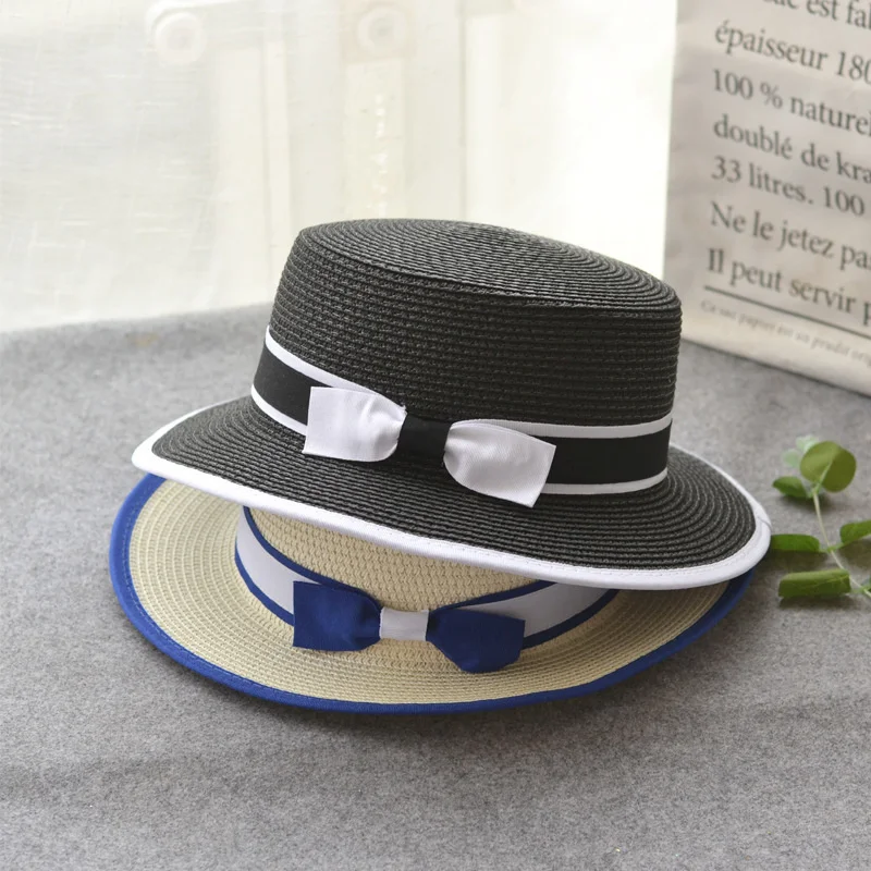 2021 Summer Beach Hat Female Casual Panama Simple Visor Women Flat Brim Bowknot Straw Cap Girls Sun | Аксессуары для одежды