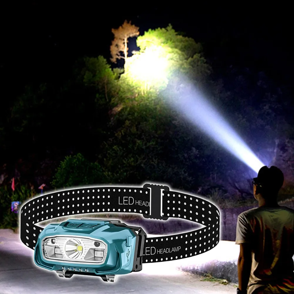 

Lightweight Induction Head Torch 6 Modes USB Rechargeable Highlight XPG Headlamp Headlight Iscas Fish Tackle Tools Accessories