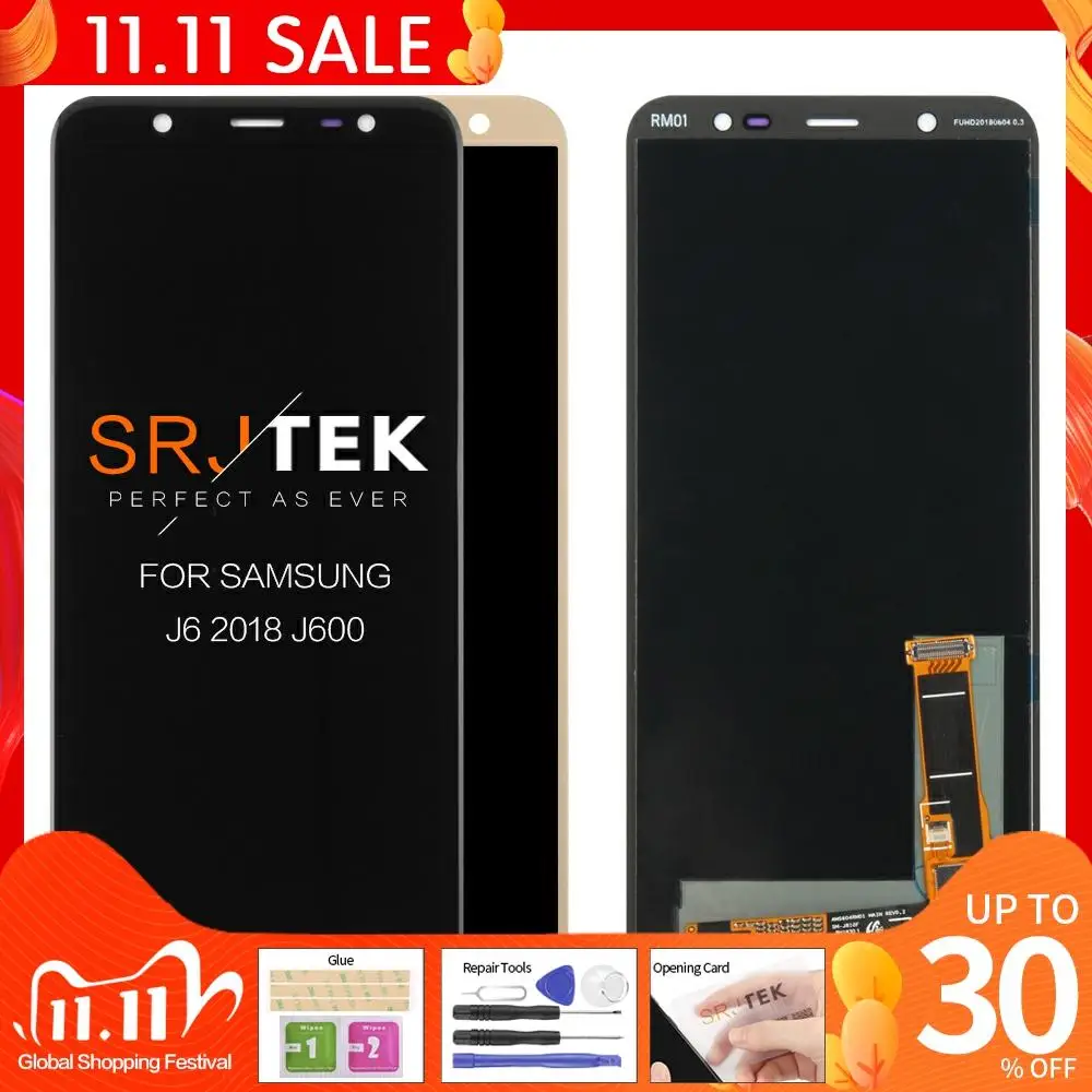 

100% Оригинальный 5,6 ''Super AMOLED ЖК-дисплей для Samsung Galaxy J6 2018 J600F J600G дисплей с сенсорным экраном в сборе запасные части