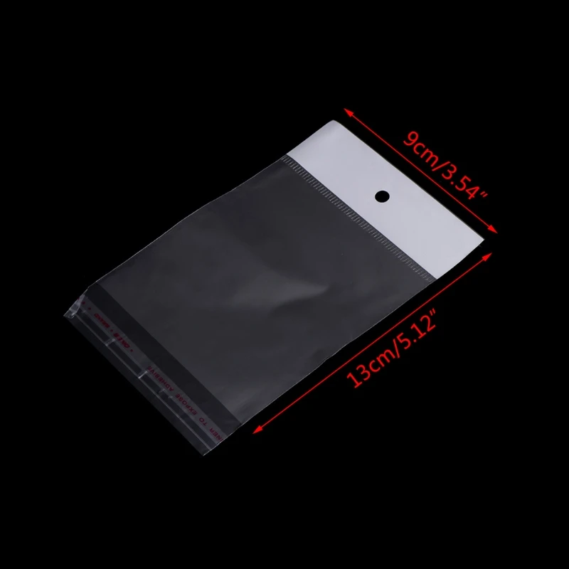 

87HC 100Pcs/Set Plastic Packing Bag Transparent Self Adhesive Jewelry Seal 9x13cm