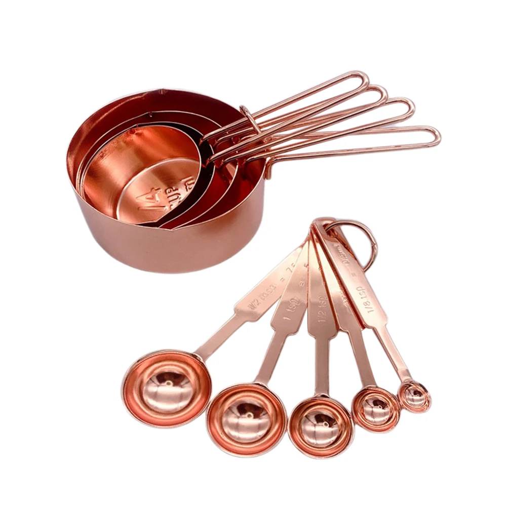 

9pcs Stylish Durable Baking Kitchen Restaurant High Precision Stainless Steel Cooking Measuring Cups Spoons Set Home Stackable
