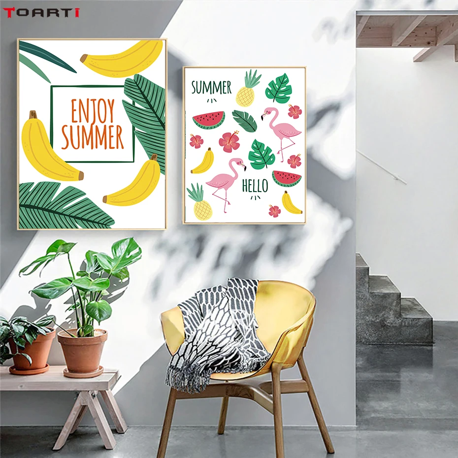 Современные Летние Печатные плакаты с цитатами фрукты арбуз Картина на холсте