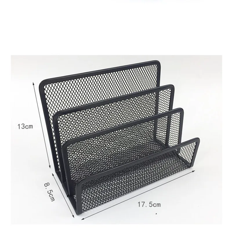 

Black Metal Mesh Document Tray Letter Sorter Desktop Storage Organizer Office Magazine File Tray Holder 3 Grid Bookshelf