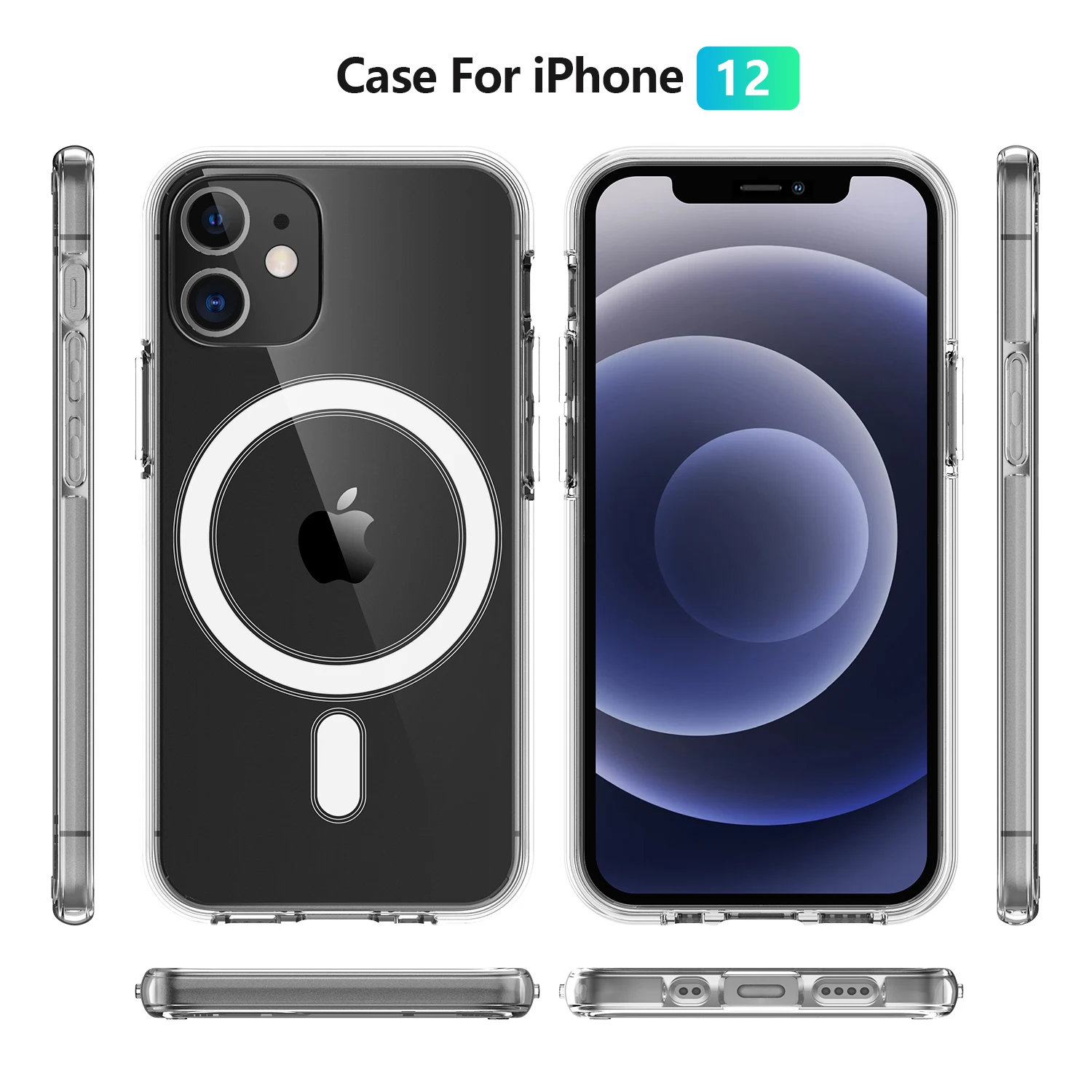 

Magnetic Phone Case For iPhone 12 Pro Max 12 Mini Case Support For Magsafe Wireless Charging Luxury Transparent Back Cover