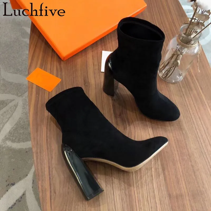 Модные женские ботинки на высоком каблуке женская обувь с острым носком бежевые