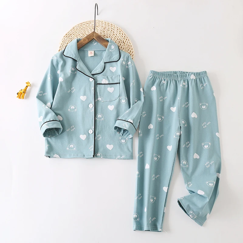 Пижама детская длинная из 100% хлопка комплект 2 предметов с принтом